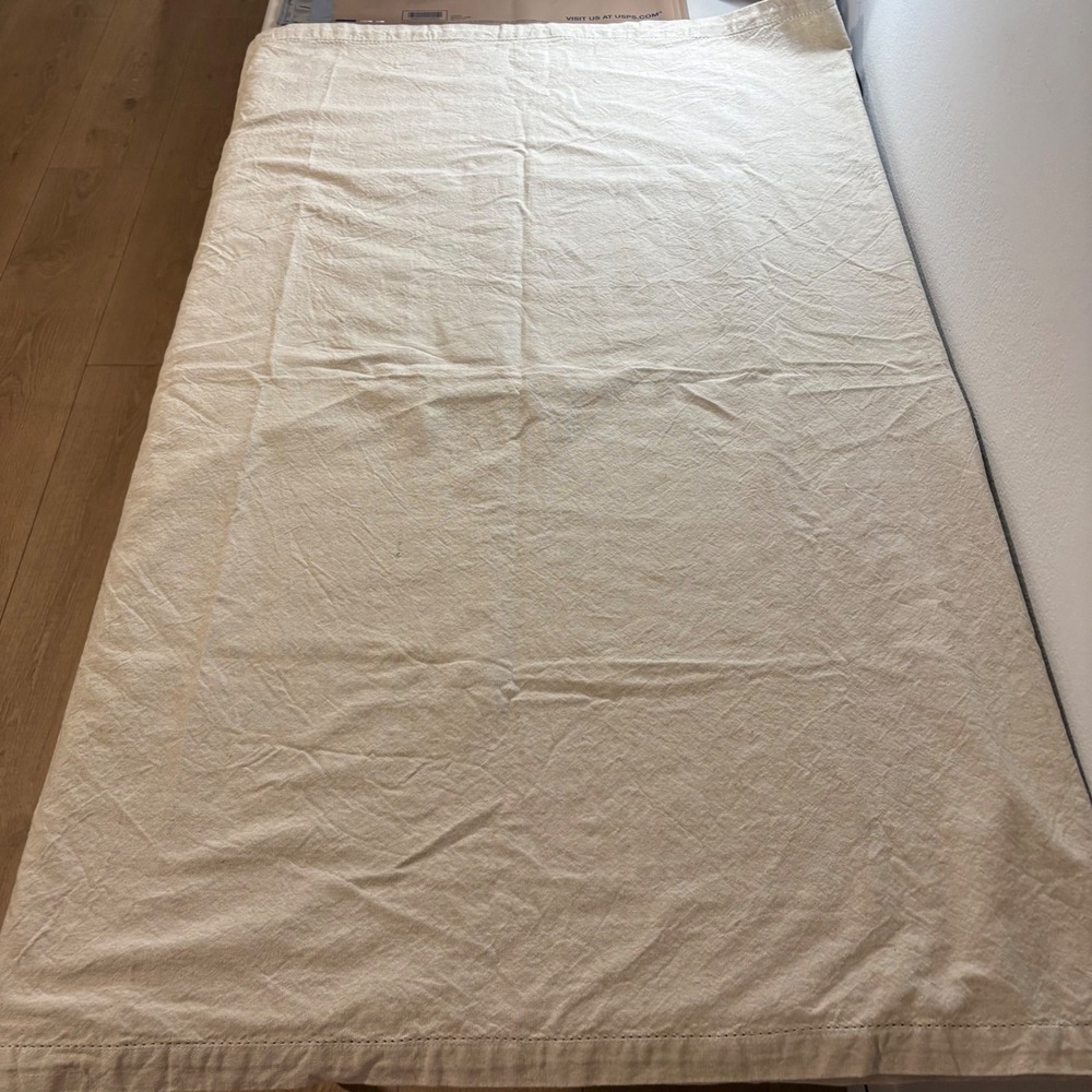 Natural Linen Hemstitch Table Runner Boho Neutral Oatmeal Farmhouse Decor 48x32